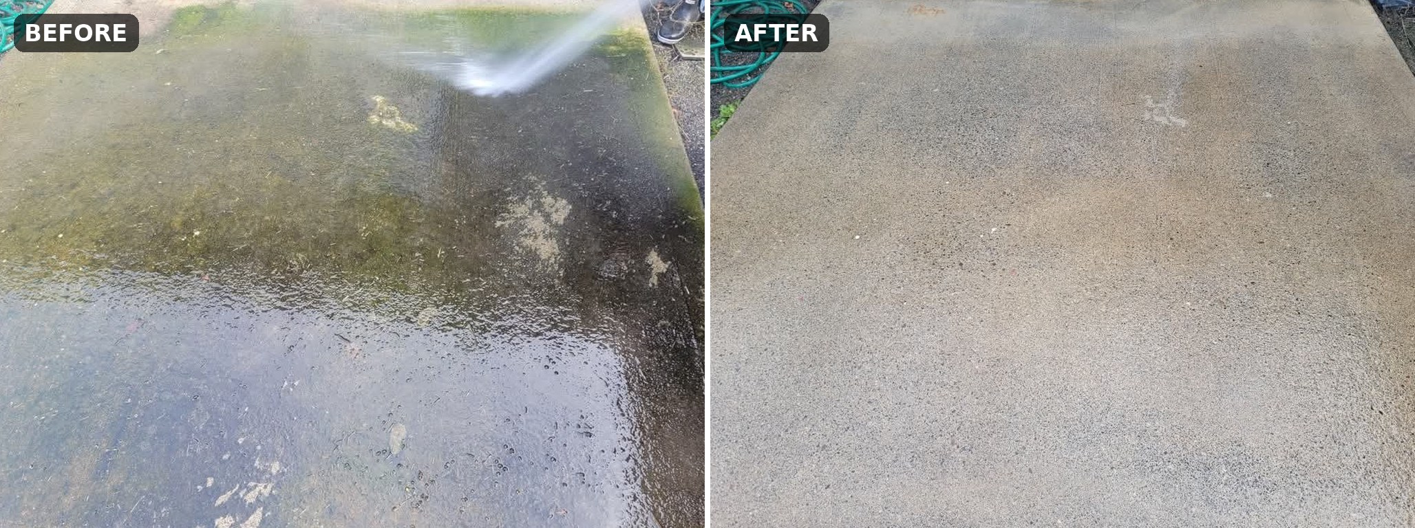 Concrete walkway moss removal before and after Vancouver WA